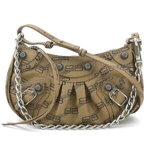 Balenciaga Le Cagoule Shoulder Bag Brown Silver